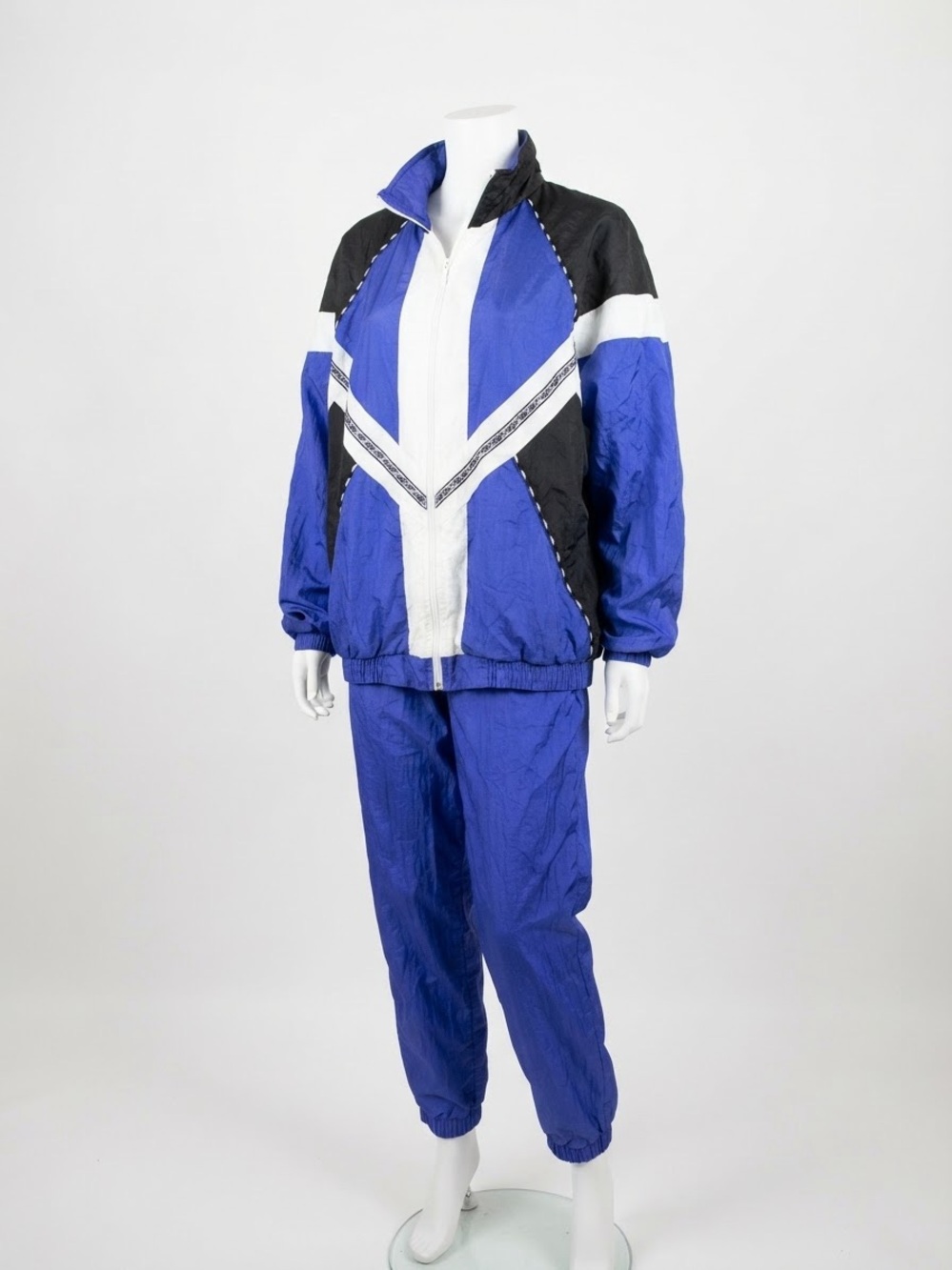 Vintage 90s Laura Katherine Shell Suit Windbreaker Set Blue M